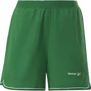Reebok Sport Sportovní kalhoty trávově zelená / bílá