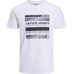 JACK & JONES Tričko světle šedá / černá / bílá