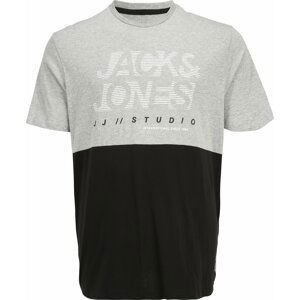 Jack & Jones Plus Tričko 'MARCO' šedý melír / černá / bílá