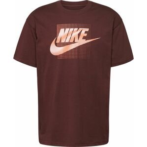 Nike Sportswear Tričko tmavě hnědá / oranžová / bílá