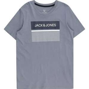 Jack & Jones Junior Tričko 'Travis' kouřově modrá / černá / bílá