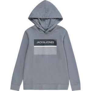 Jack & Jones Junior Mikina 'TRAVIS' noční modrá / chladná modrá / bílá