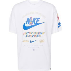 Nike Sportswear Tričko modrá / hořčicová / světle červená / bílá