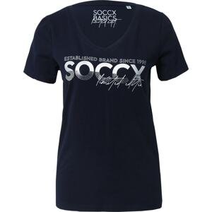 Soccx Tričko 'Mary' námořnická modř / stříbrná
