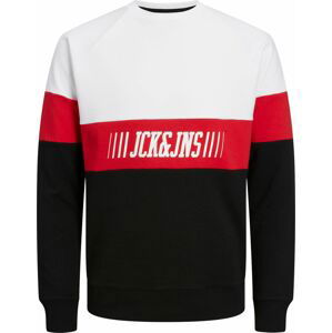 JACK & JONES Mikina 'MATEO' červená / černá / bílá