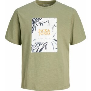JACK & JONES Tričko olivová / oranžová / černá / bílá
