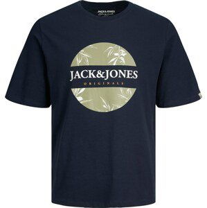 JACK & JONES Tričko 'Crayon Branding' námořnická modř / světle zelená / oranžová / bílá
