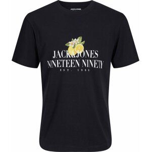 JACK & JONES Tričko 'Flores' žlutá / zelená / černá / bílá
