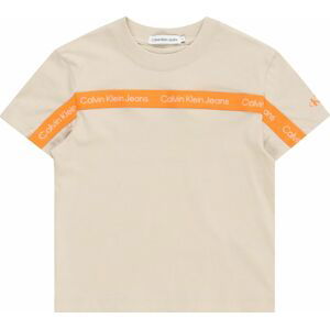 Calvin Klein Jeans Tričko světle béžová / oranžová / bílá