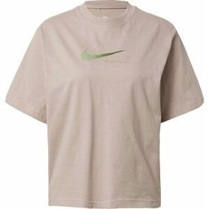 Nike Sportswear Tričko šedobéžová / zelená