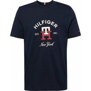 TOMMY HILFIGER Tričko námořnická modř / krvavě červená / bílá