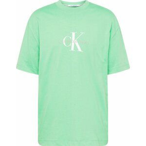 Calvin Klein Jeans Tričko šedá / světle zelená / bílá