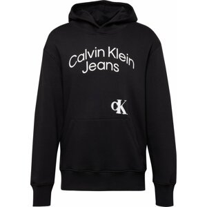 Calvin Klein Jeans Mikina černá / bílá