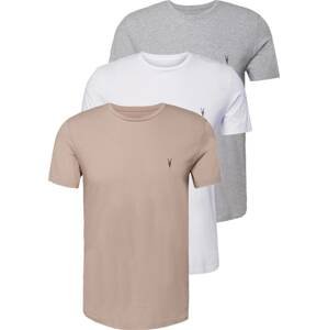 AllSaints Tričko 'TONIC' světle šedá / růžová / bílá