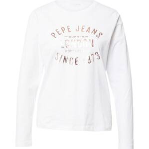 Pepe Jeans Tričko 'RIO' růžově zlatá / bílá