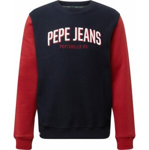 Pepe Jeans Mikina 'PERSEUS' námořnická modř / červená / bílá