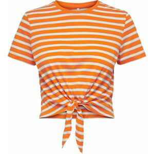 ONLY Tričko 'MAY' oranžová / bílá