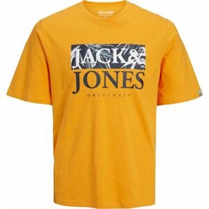 JACK & JONES Tričko 'CRAYON' oranžová / černá / bílá