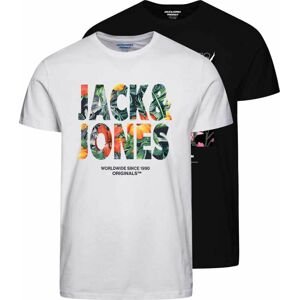JACK & JONES Tričko 'BOOSTER' zelená / oranžová / černá / bílá