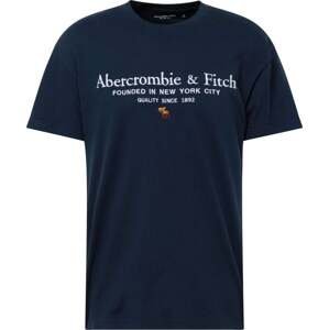 Abercrombie & Fitch Tričko námořnická modř / hnědá / bílá