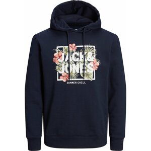 JACK & JONES Mikina 'BECS' námořnická modř / olivová / růžová / bílá