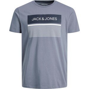 JACK & JONES Tričko 'TRAVIS' námořnická modř / kouřově modrá / bílá