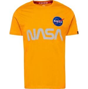ALPHA INDUSTRIES Tričko 'NASA' modrá / šedá / oranžová / červená