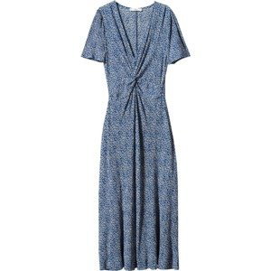 MANGO Letní šaty 'Poma' tmavě modrá / bílá