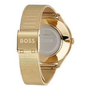 BOSS Black Analogové hodinky '36MM/3H/3BAR/LYG IP CASE/SILVER WHITE DI' zlatá