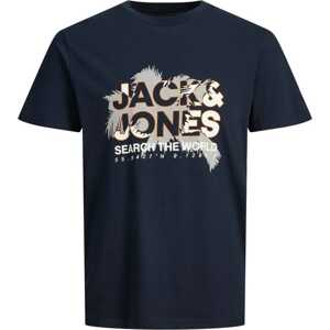 JACK & JONES Tričko 'Marina' tmavě modrá / šedá / oranžová / bílá