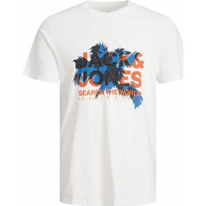 JACK & JONES Tričko 'Marina' nebeská modř / oranžová / bílá