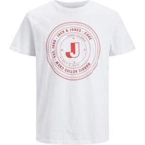 JACK & JONES Tričko 'VIBES' červená / bílá