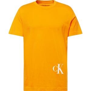 Calvin Klein Jeans Tričko jasně oranžová / bílá