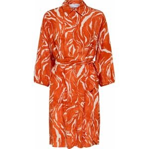 SELECTED FEMME Košilové šaty 'Sirine' tmavě oranžová / bílá