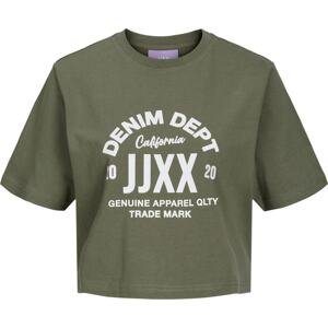 JJXX Tričko 'BROOK' tmavě zelená / bílá