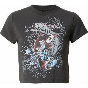 Ed Hardy Tričko 'KOI' kouřově modrá / nebeská modř / černá / bílá