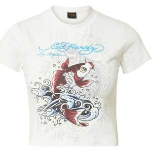 Ed Hardy Tričko 'KOI' světlemodrá / šedá / vínově červená / bílá