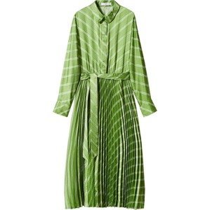 MANGO Košilové šaty 'Galo' zelená / bílá