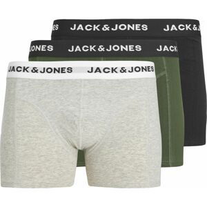 JACK & JONES Boxerky 'JORDAN' světle šedá / tmavě zelená / černá