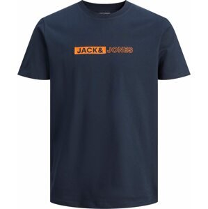 JACK & JONES Tričko 'Neo' noční modrá / oranžová