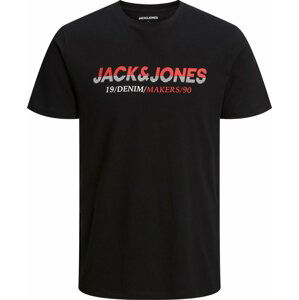 JACK & JONES Tričko 'Work' světle červená / černá / bílá