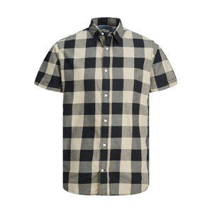 JACK & JONES Košile 'GINGHAM' béžová / černá