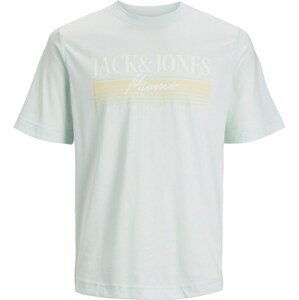 Jack & Jones Plus Tričko 'Palma' světlemodrá / světle žlutá / bílá