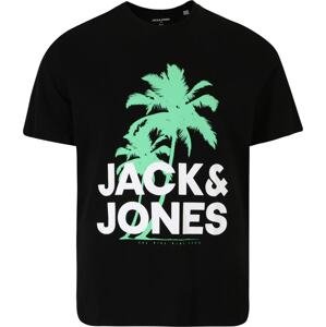 Jack & Jones Plus Tričko 'WAVY' mátová / černá / bílá