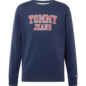 Tommy Jeans Mikina námořnická modř / melounová / bílá