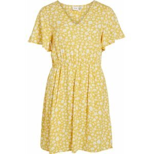 VILA Letní šaty 'CELINA' žlutá / světle šedá / bílá