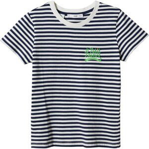 MANGO Tričko 'EXUPERY' námořnická modř / světle zelená / bílá