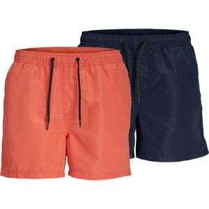 JACK & JONES Plavecké šortky noční modrá / oranžová