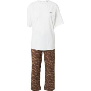 Calvin Klein Underwear Pyžamo světle hnědá / tmavě hnědá / offwhite