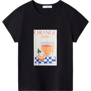 MANGO Tričko 'DINE' modrá / oranžová / černá / bílá